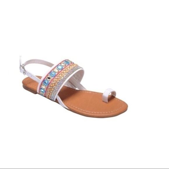 SIZE 10 Sling Back Toe Ring Boho Flats - Picture 1 of 8